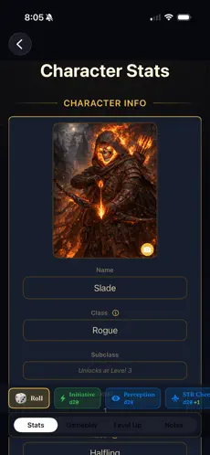 App Screenshot — Character Sheet